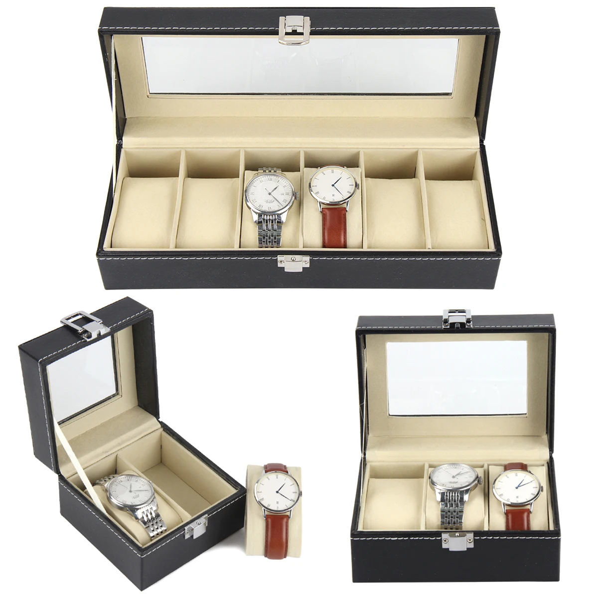 

Quality Watch Box 2/3/6 Slots Watch Case Luxury Premium Product Storage Clock Organizer Collection Gift Boxes Jewelry Display