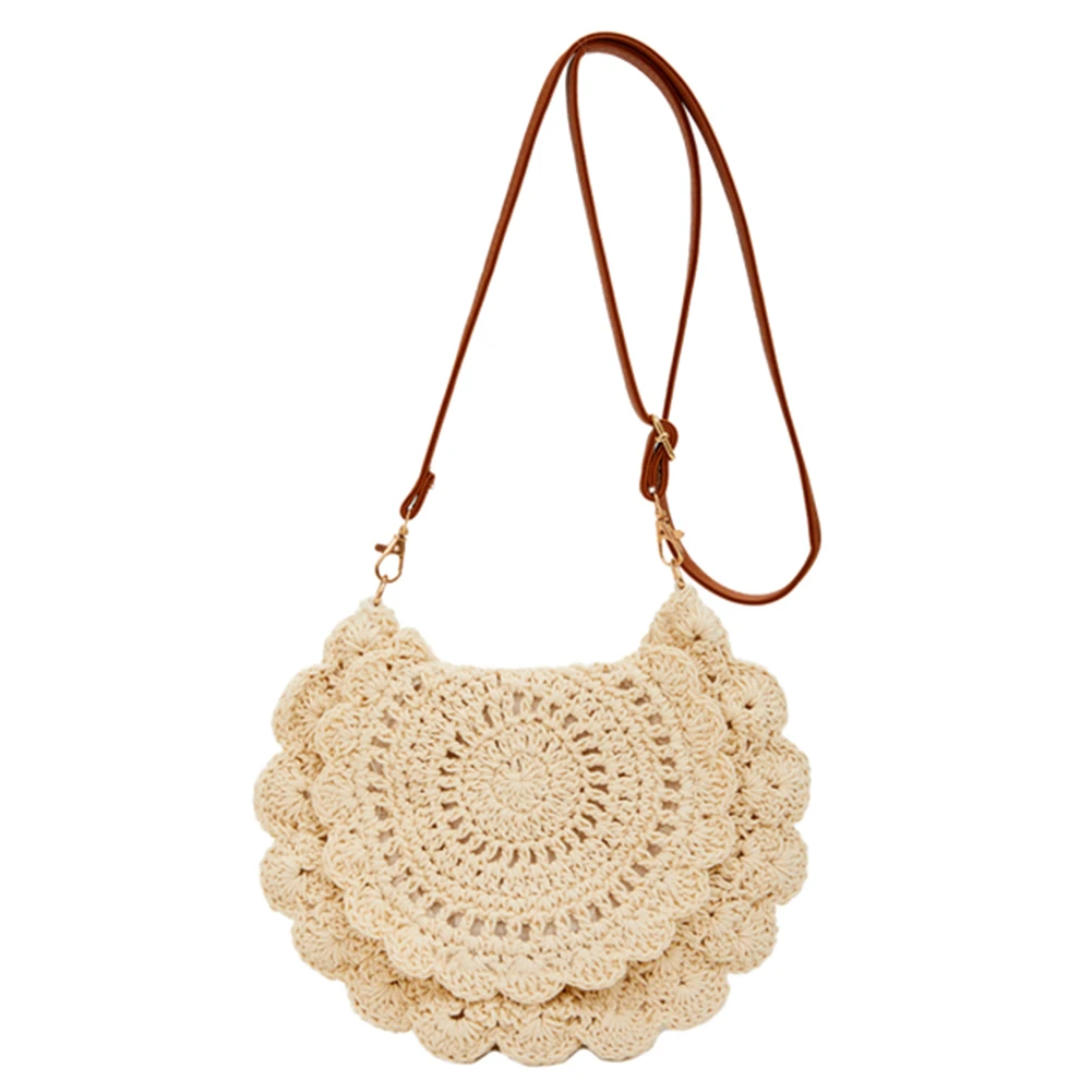 Crochet Crossbody Bag Woven Summer Beach Bag Aesthetic Shoulder Purse with Adjustable Strap for Women Summer Beach