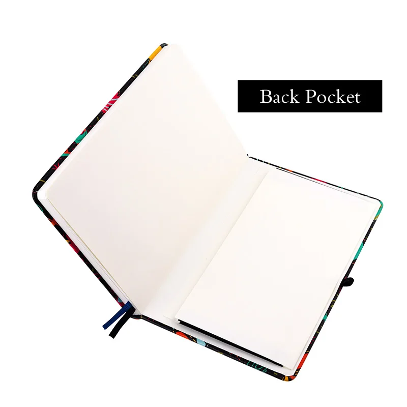 Black Space A5 Bullet Dotted Journal Elastic Band Back Pocket Support Customize Hard Cover Notebook