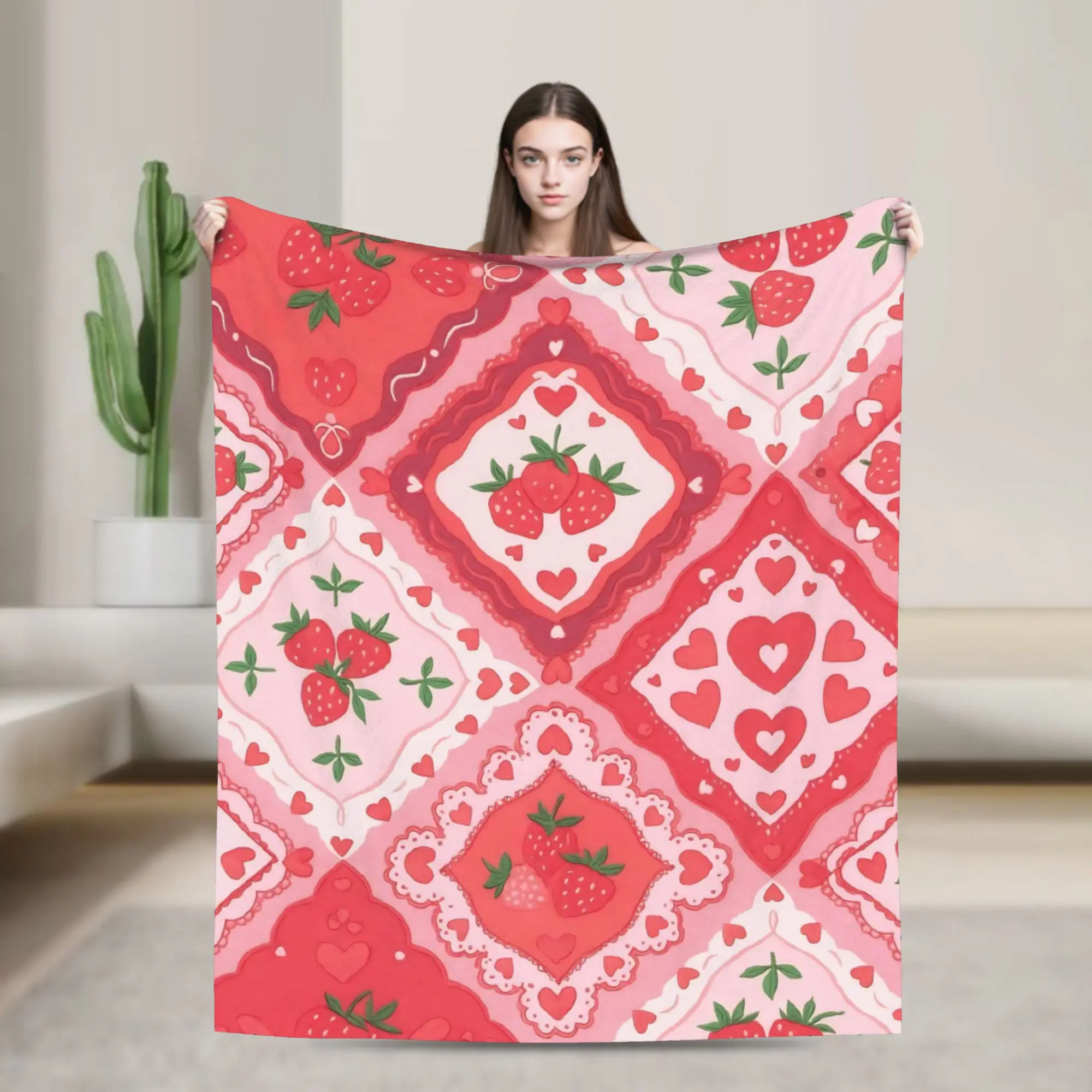

Strawberry Shortcakes Blankets Super Soft Comfortable Plush Throw Blanket Living Room Flannel Bedspread Bed Cover