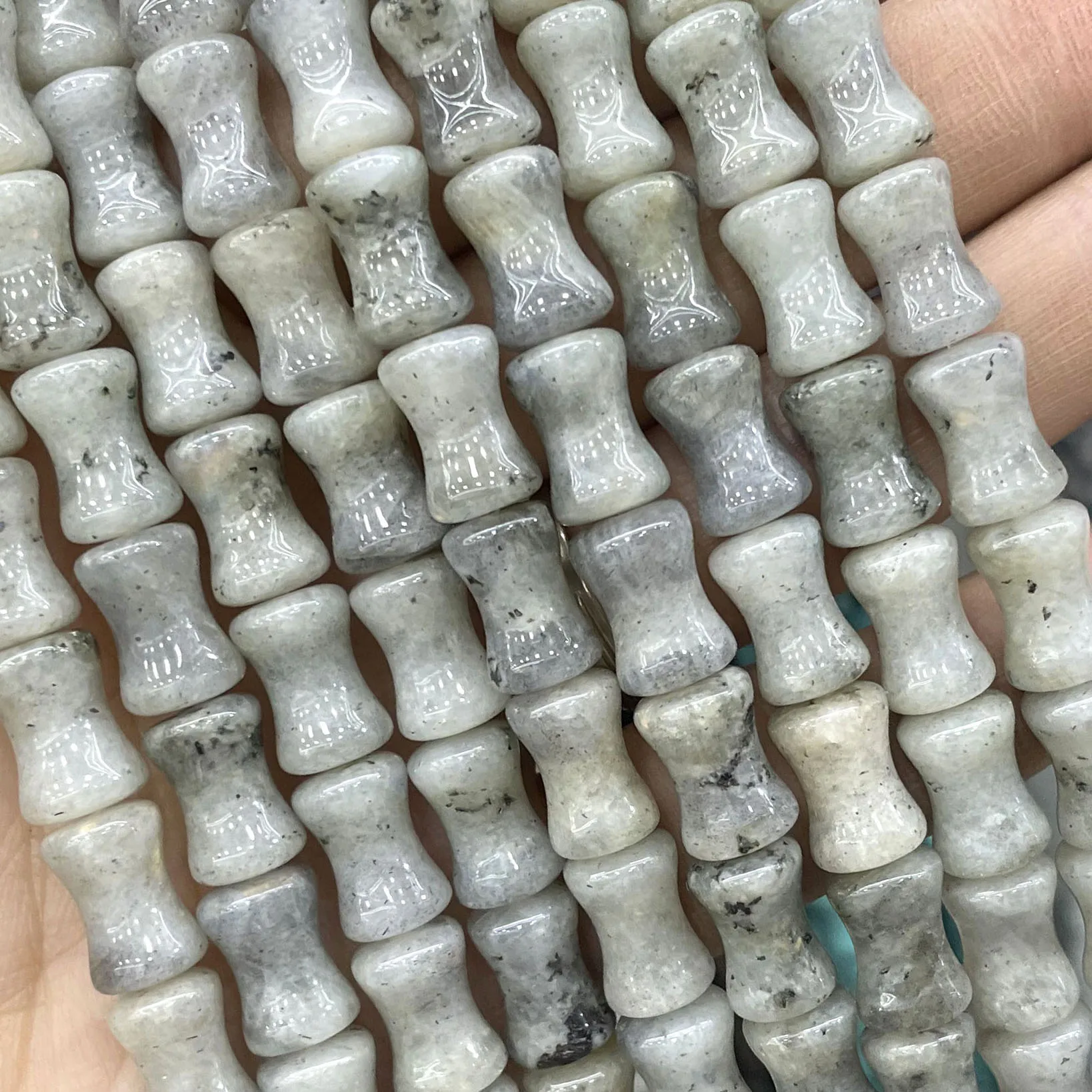8X12MM piedra Natural gris Labradorit bambú cuentas espaciadoras sueltas para fabricación de joyería DIY pulsera collar Accesorios