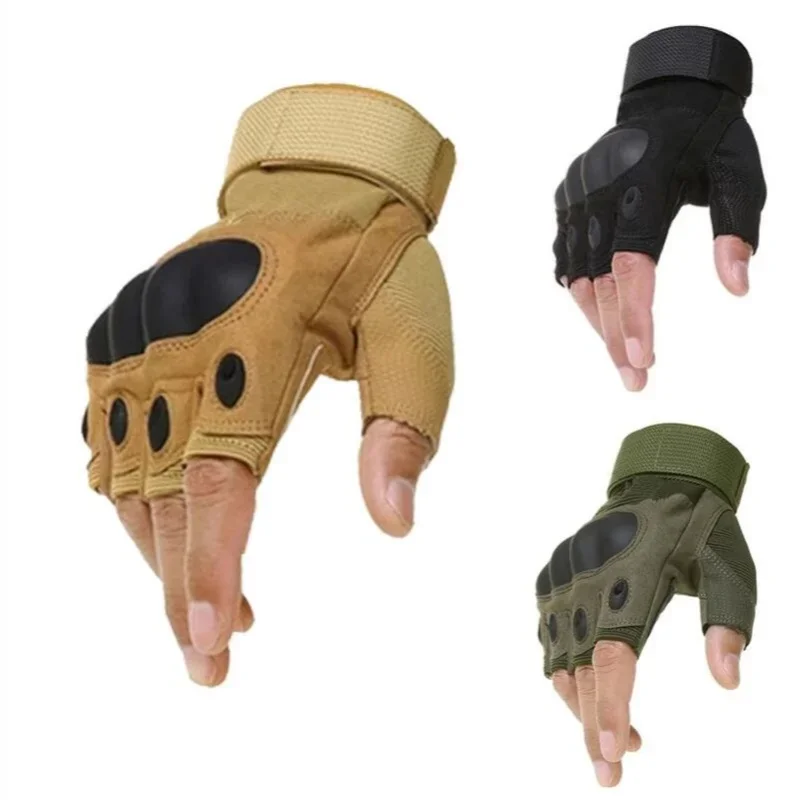 Gants demi-doigt pour hommes, gants tactiques militaires d'extérieur, sport, tir, chasse, Airsoft, moto, cyclisme