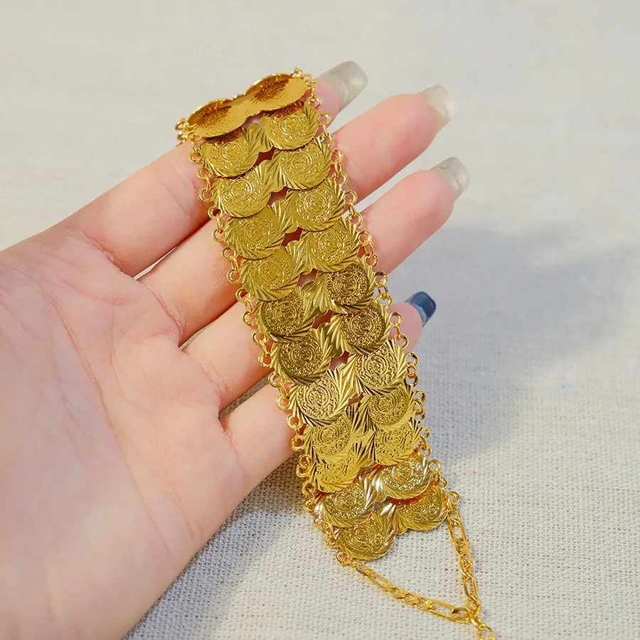 9999 Gold Middle East Luxury Coin Bracelet - Gold Jewelry Accessories - Bridal, Wedding or Birthday Gift