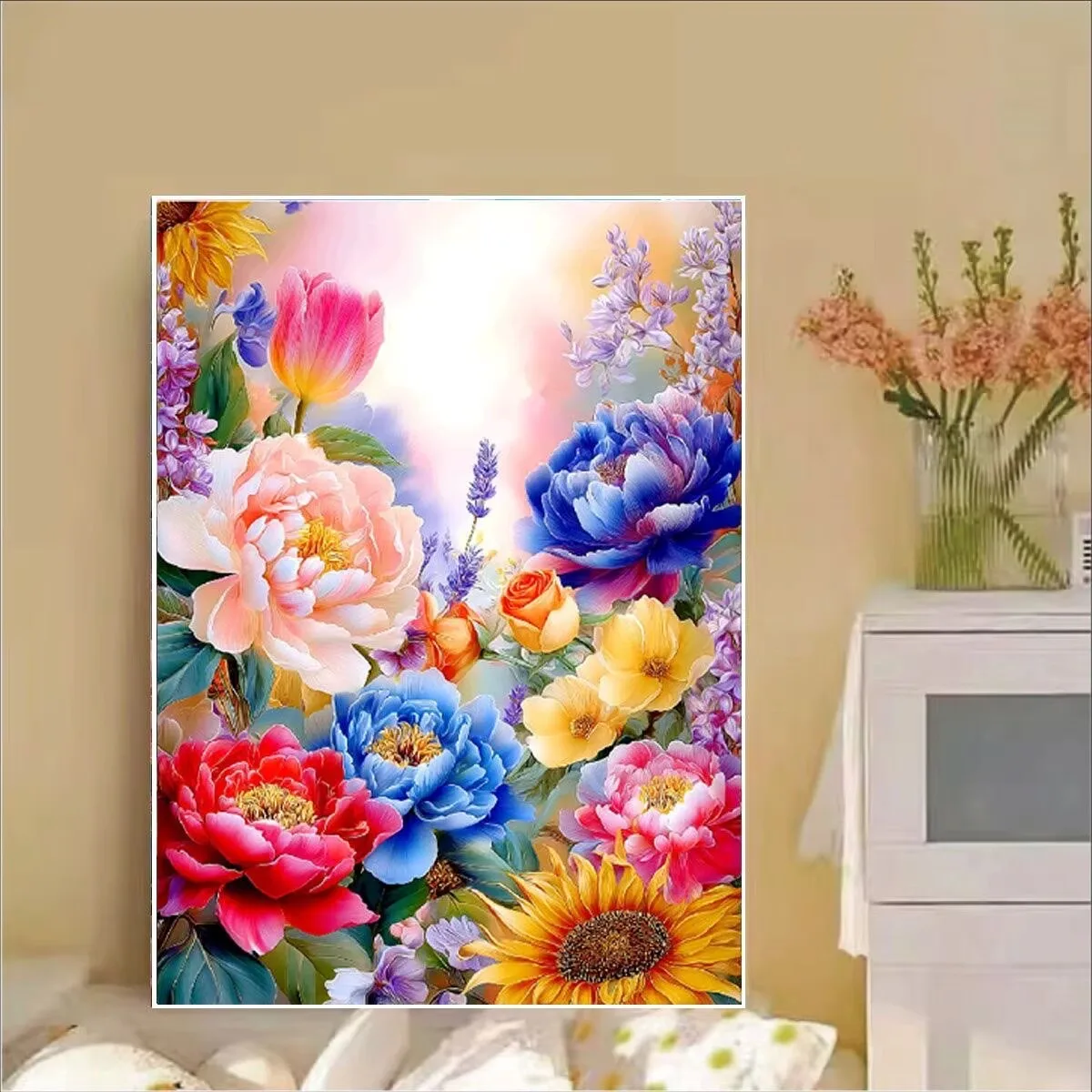 

9ct 60x80 см красочные цветы вышивка DIY наборы с принтом в китайском стиле вышивка крестиком набор для рукоделия домашний декор ремесла