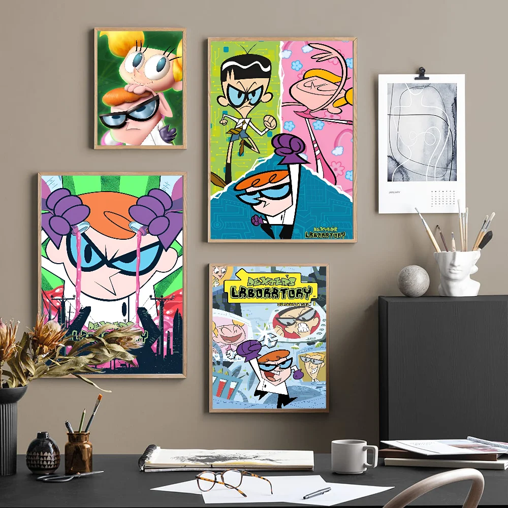 Cartoon D-Dexters L-Laboratory Movie Sticky Posters Whitepaper Sticker DIY Room Bar Cafe Posters Wall Stickers