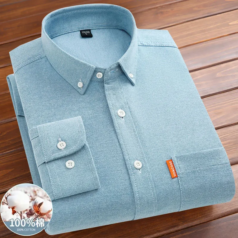 Men\'s shirt long sleeve 100% cotton spring/summer Oxford woven non-ironing anti-wrinkle Business casual high quality