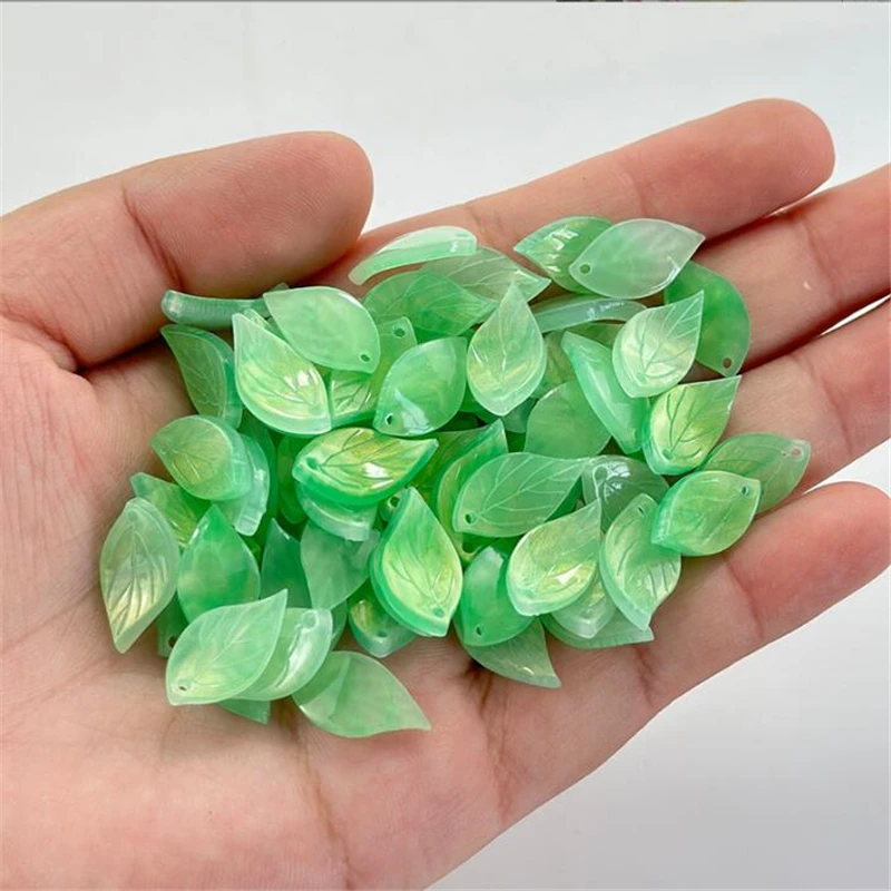 

20pcs/lot new creative acetic acid leaves beads resin charm connectors for diy earrings hair jewelry making accessories material