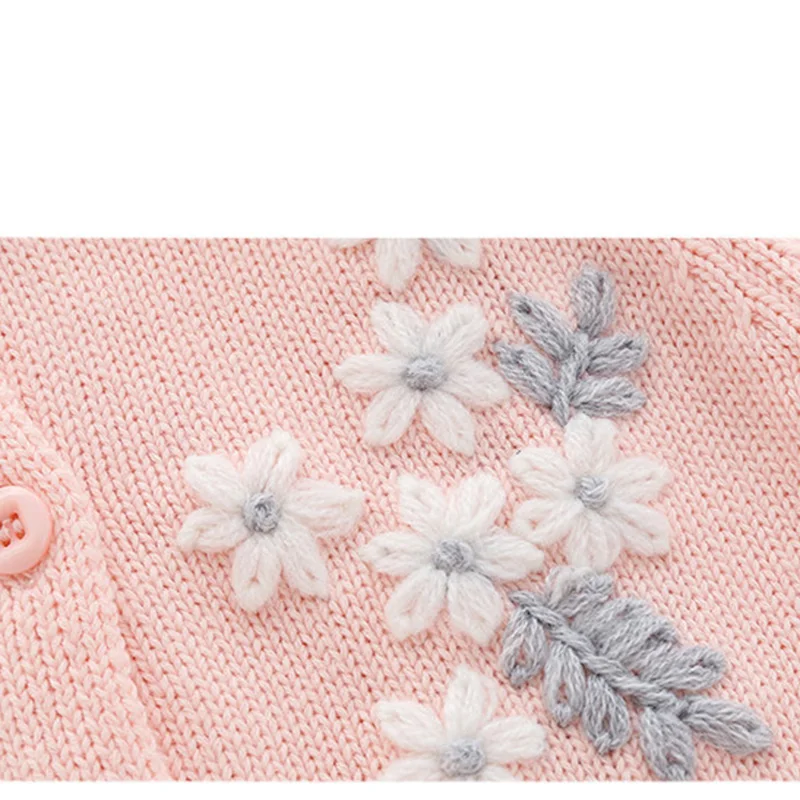 Newborn Baby Girl Knitting Jumpsuit+Hat Flower Embroidery Toddler Baby Girl Romper Spring Autumn Children Knitting Clothes