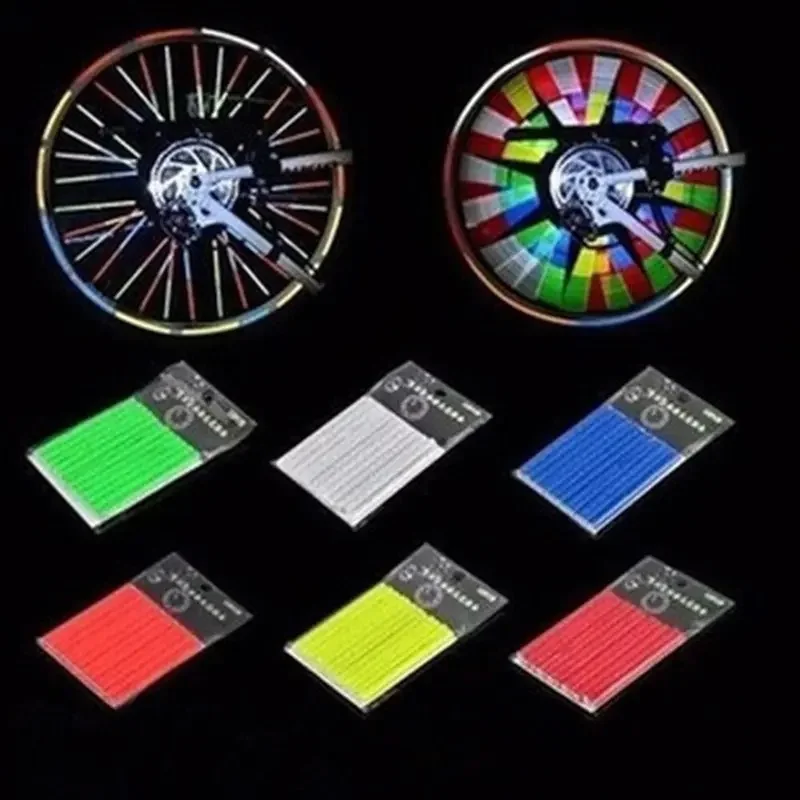 1/2/3/4Bag Sports Cycling Bike Strip Safety Warning Light Reflectors Rim Spoke Reflective Tubes Clip On Bicycle Lights Wheel