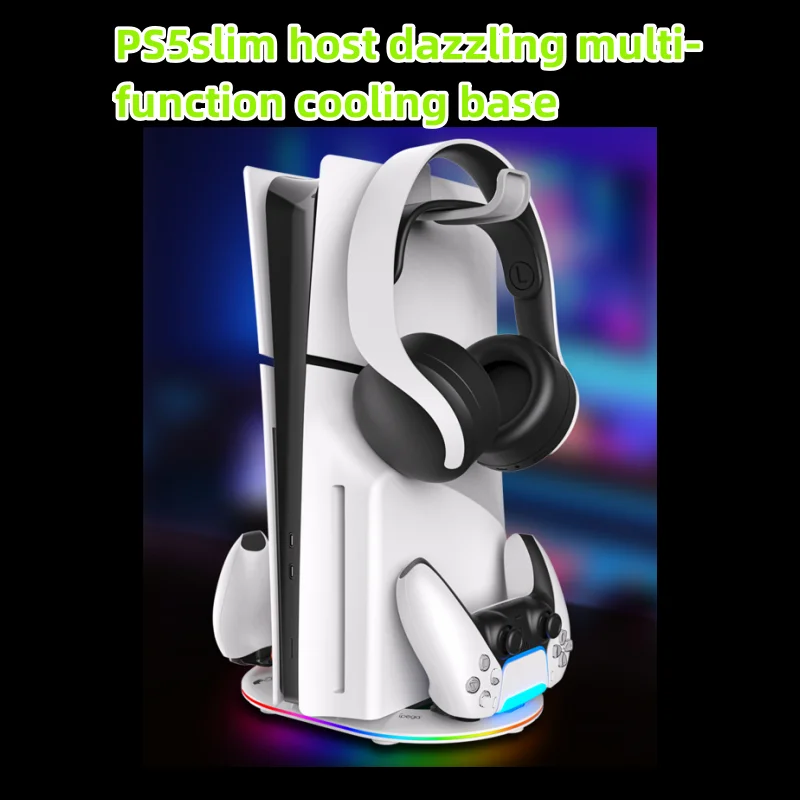 PS5pro, PS5slim console de jeu lecteur optique base de support vertical numérique avec lumières P5 double contrôleur chargeur de siège support de casque