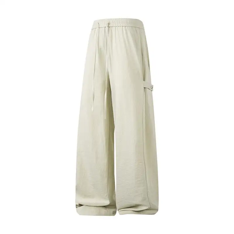 

M-XXXXL Plus Size Summer Vintage Loose Fit Elastic Waist Drawstring Wide Leg Pants - Casual Boho High Waist Trousers for Men 4XL