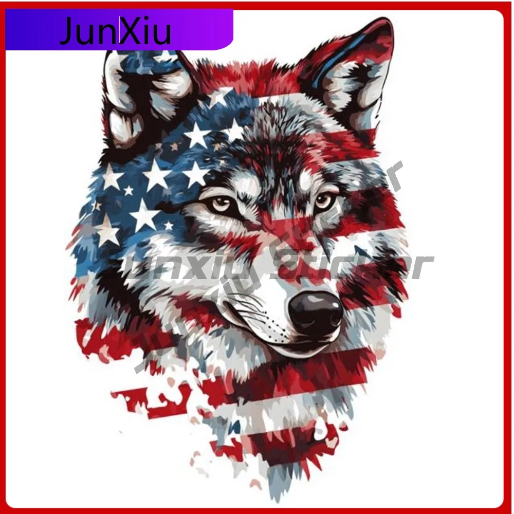 

American Flag Patriotic Animal Wolf Decal For Cars Bodywork Bumper Window Phone Trunk Windshield America Freedom Design Military