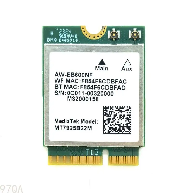

97QA 5400M WiFi 7 MT7925 LAN Card Networking Adapter 2.4Ghz/5Ghz/6Ghz BT5.3 Wifi Adapter For Desktops