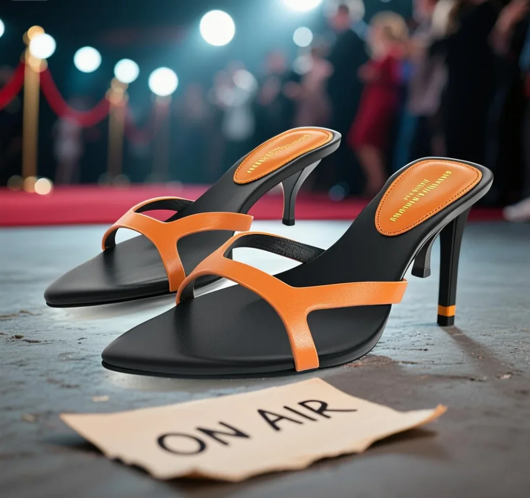 

Women's shoes in plus size 35-44, leather 7cm high heels, fashionable party shoes, pointed toe fish mouth slippers, summer shoes