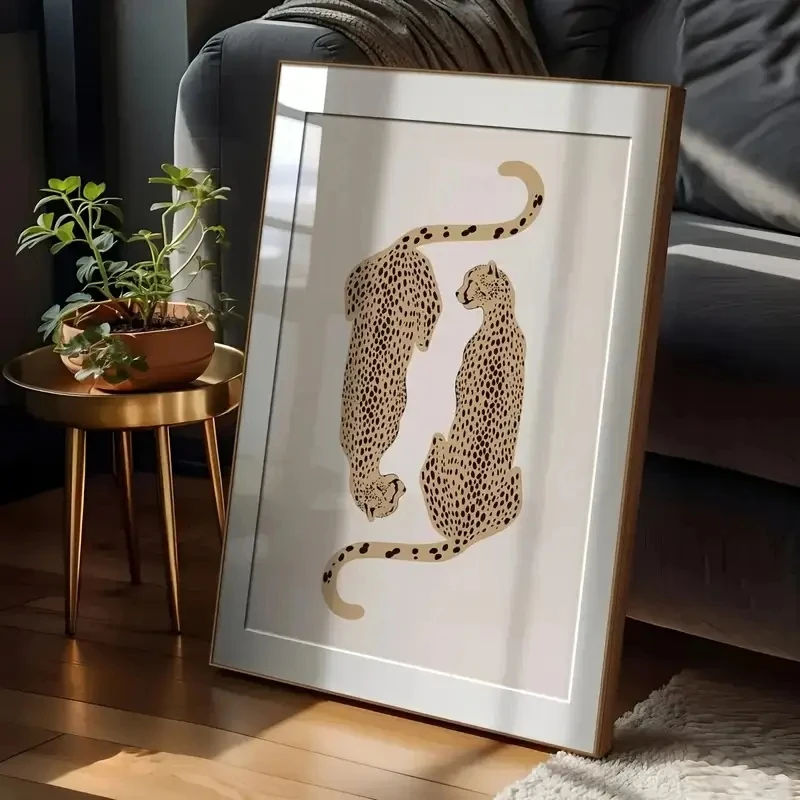 مجردة الرجعية ليوبارد قماش المشارك الفن الطباعة، الحديثة الحيوان تحت عنوان الجدار الديكور، غرفة المعيشة اللوحة الديكور الداخلي #1