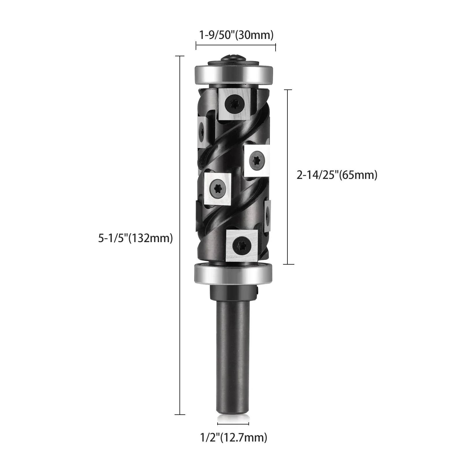 12mm 12.7mm Wood Flush Trimming Router Bit Cutting Diameter 65mm Insert Blades Milling Cutter for Woodworking Carbide End Mill