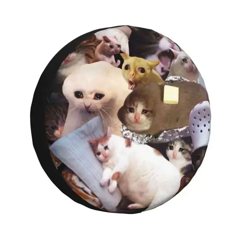 Crying Cat Memes Spare Tire Cover for Toyota RAV4 Prado Jeep RV SUV 4WD 4x4 Animal Car Wheel Protector Covers 14" 15" 16" Inch