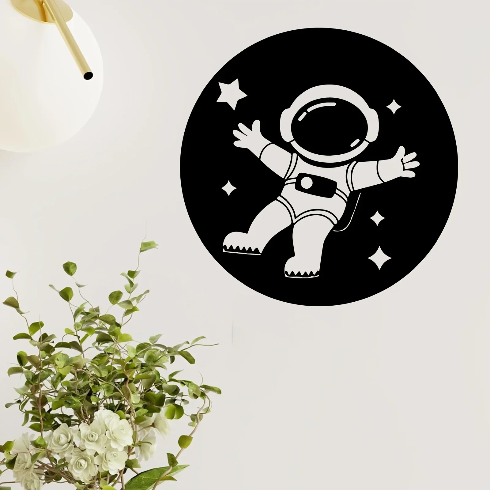 CIFBUY Cute Astronaut Metal Wall Art, Spaceman With Stars Iron Wall Hanging Ornament for Kids Bedroom Game Room Home Wall Decor
