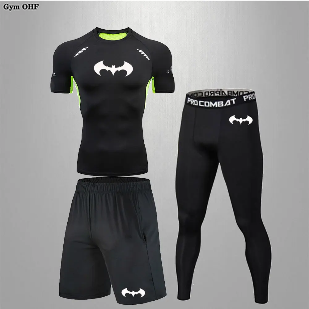 Zestawy dla mężczyzn czarna odzież sportowa koszule kompresyjne siłownia bieganie komplet treningowy mężczyzn Rashguard MMA BJJ Jiu Jitsu BAt/-Man