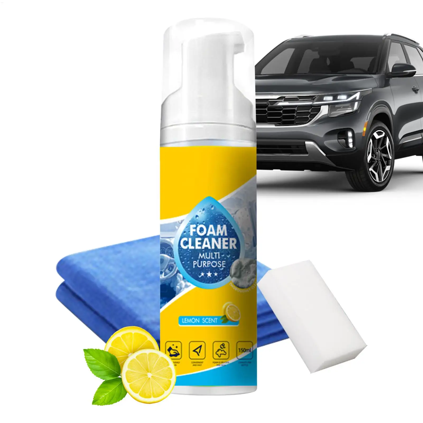 Car Interior Foam Cleaner Non-Rinse Multi-Surface Auto Interior Detailer Spray Powerful Stain Remover Daily Interior Maintenance