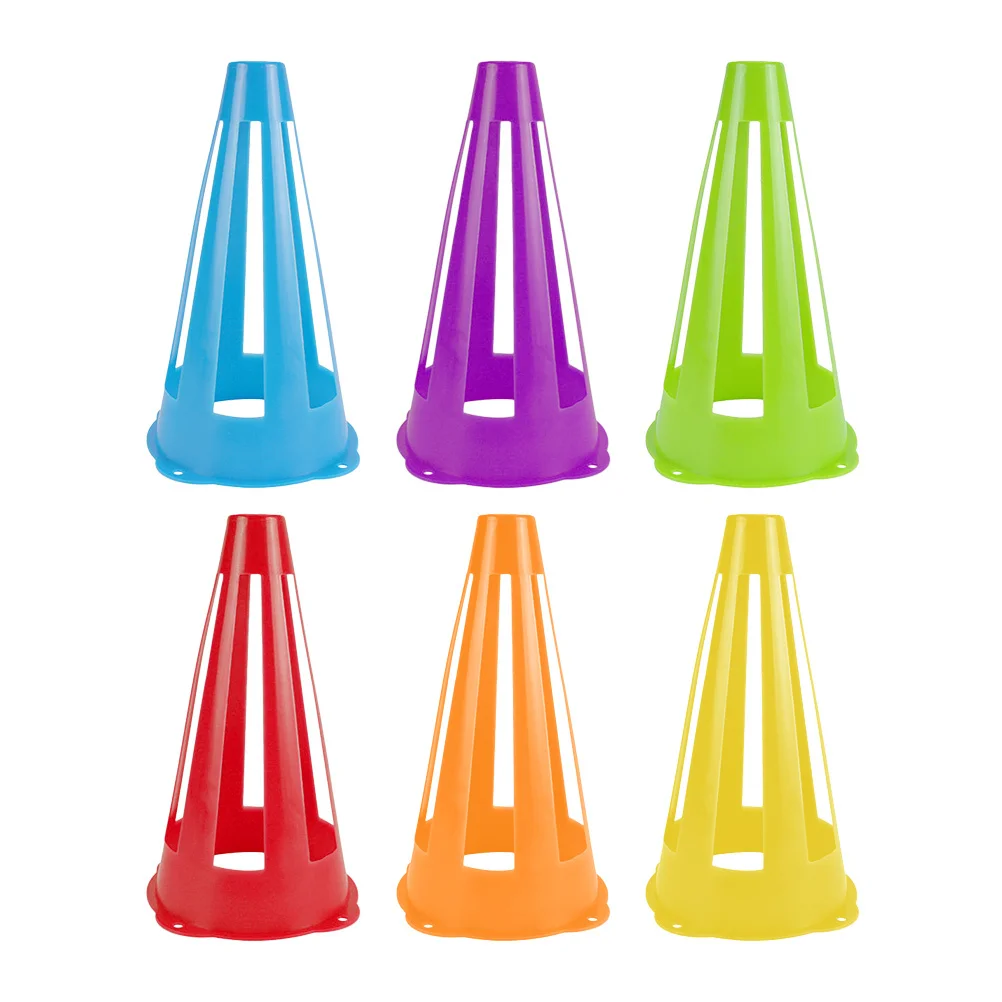 6 قطع من مخاريط تدريب كرة القدم المجوفة القابلة للتكديس المقاومة للرياح لتدريبات سرعة الرشاقة وفريق الممارسة الرياضية الخارجية