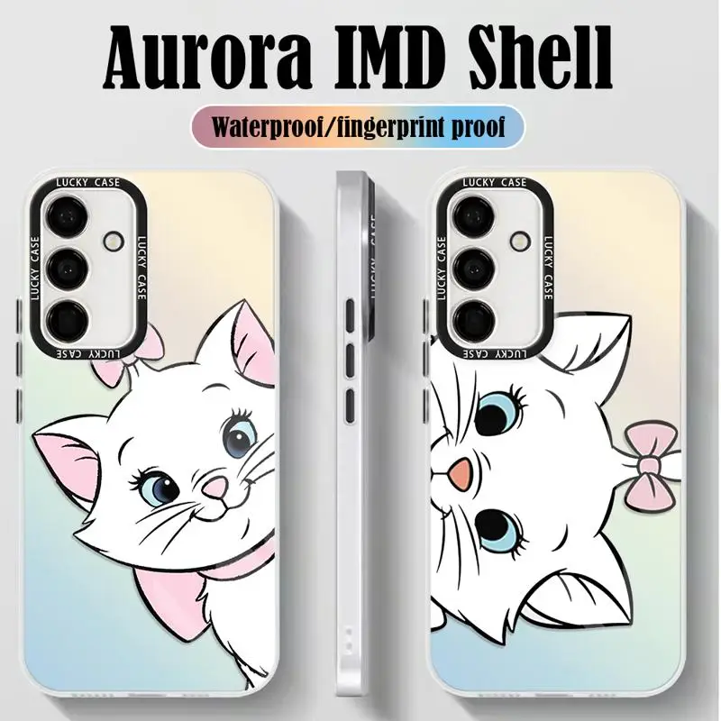 Cat Marie Phone Case for Samsung Galaxy A55 A54 A53 A15 A13 A14 A72 A34 A35 A24 A50 Holographic Iridescent Funda