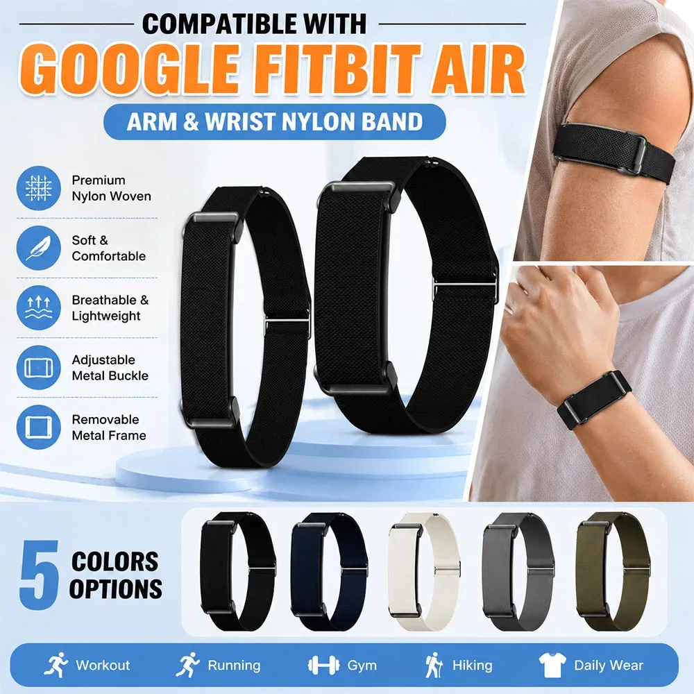 Bicep Strap for Google Fitbit Air band New Nylon Woven Strap 2PC Sport Replacement Armband/Wristband For Google Fitbit Air strap