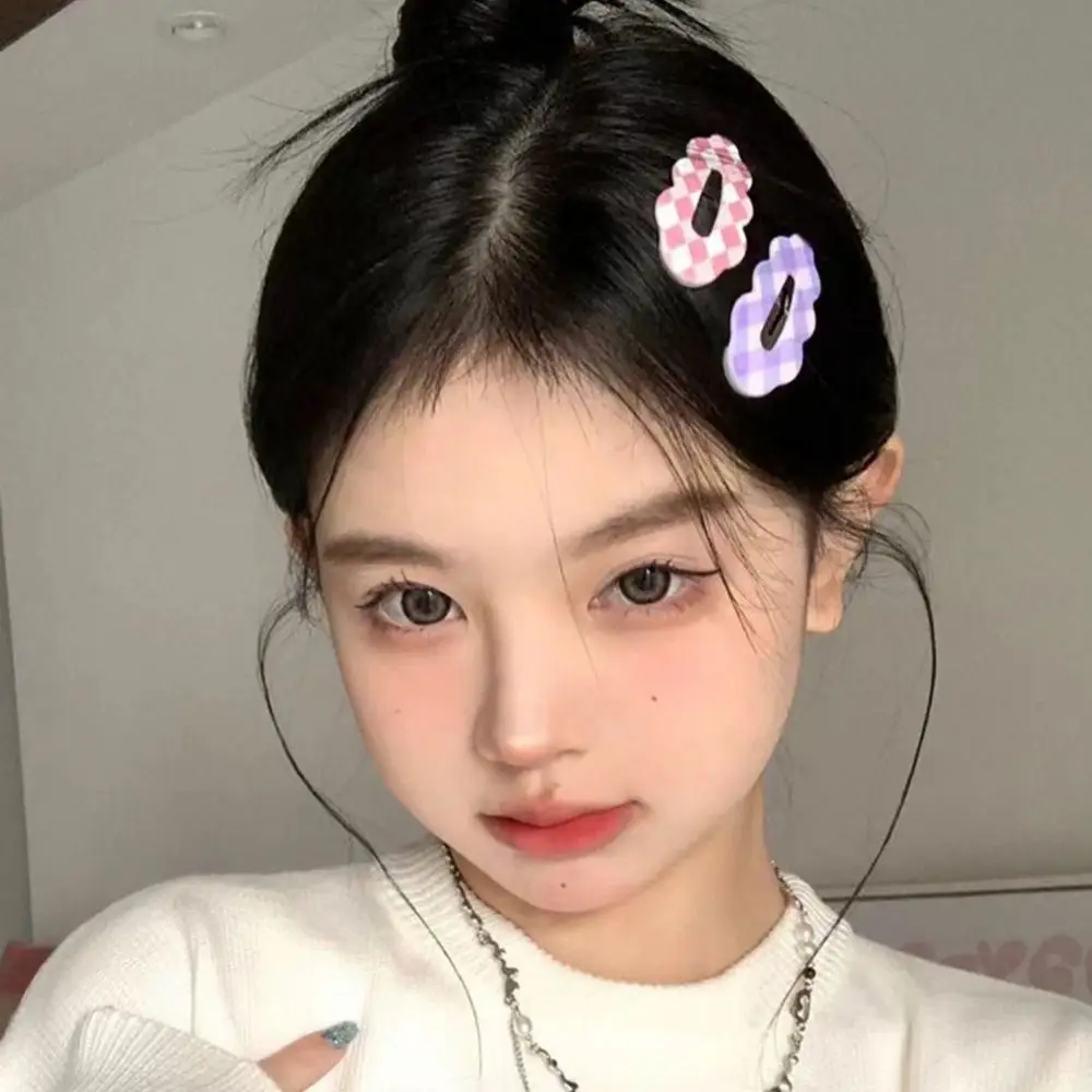 

1pc Fashion Hair Ornament Clouds Hair Clips Grid INS Style Hairpin Sweet Headwear Barrette Girls