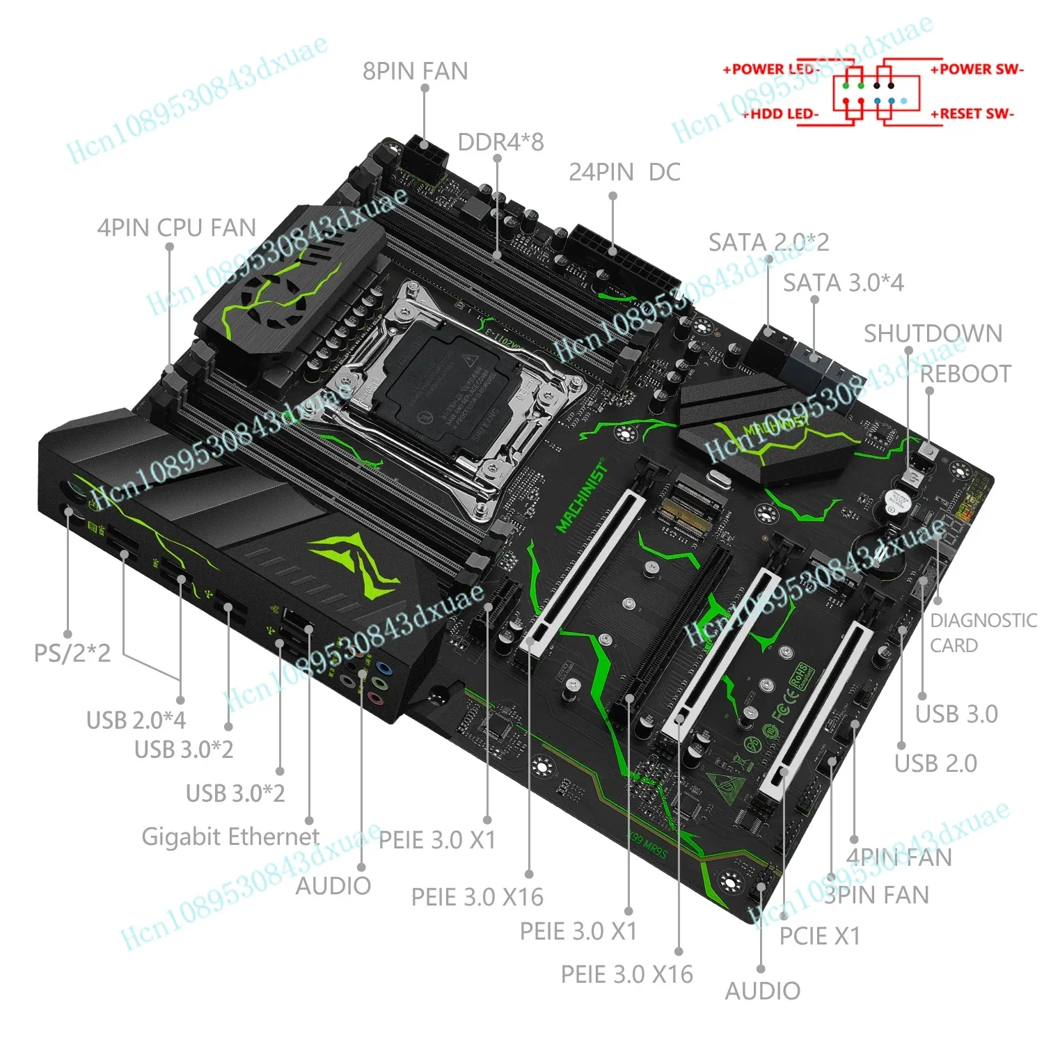 MACHINIST X99 Motherboard LGA 2011-3 Support Intel Xeon E5 2640/50/70/80/90 V3 V4 CPU DDR4 RAM Memory NVME M.2 Four Channel MR9S