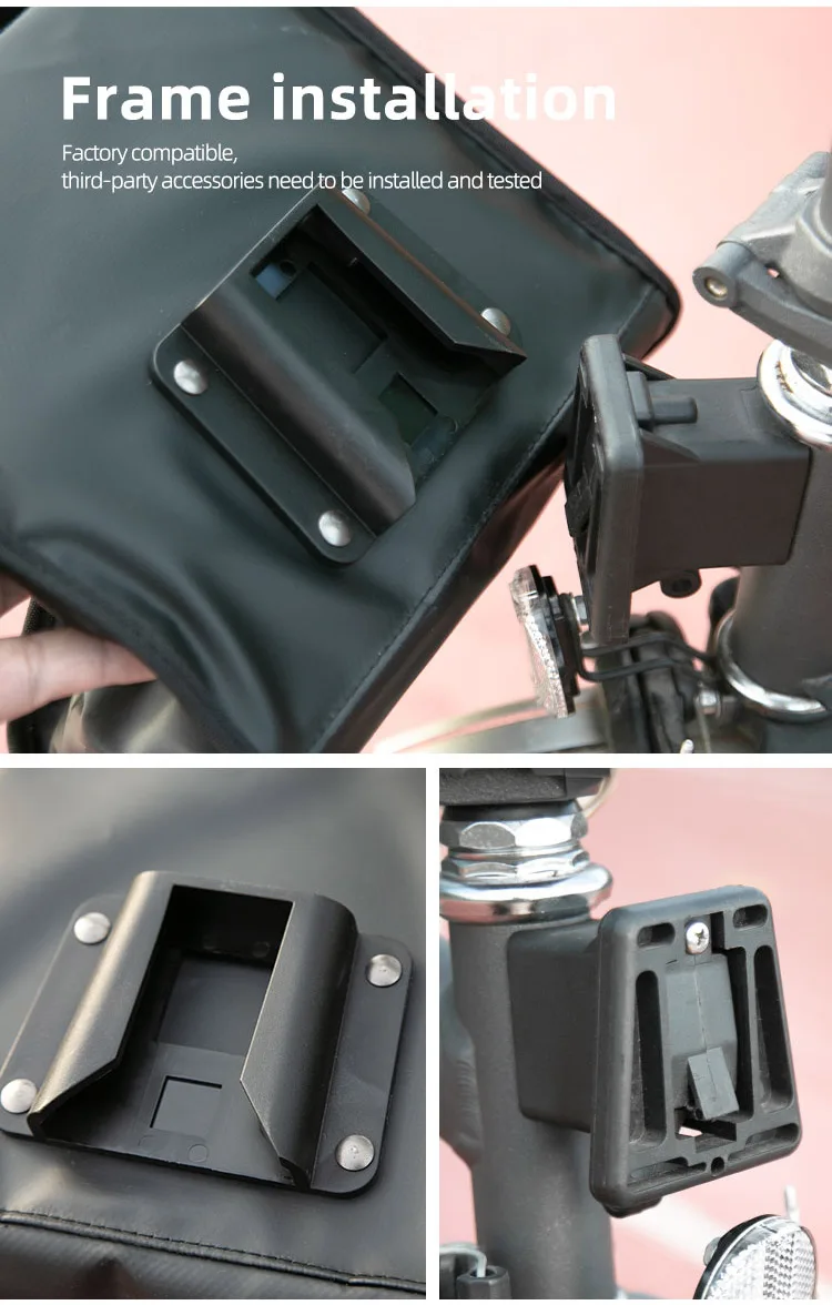 Heasygo 2505 Fahrrad-Lenkertasche mit Schnellverschluss für Brompton Vorderrohrkorb, Isoliertasche, Rahmenmontage mit Schweinenasenverschluss – Detail 7