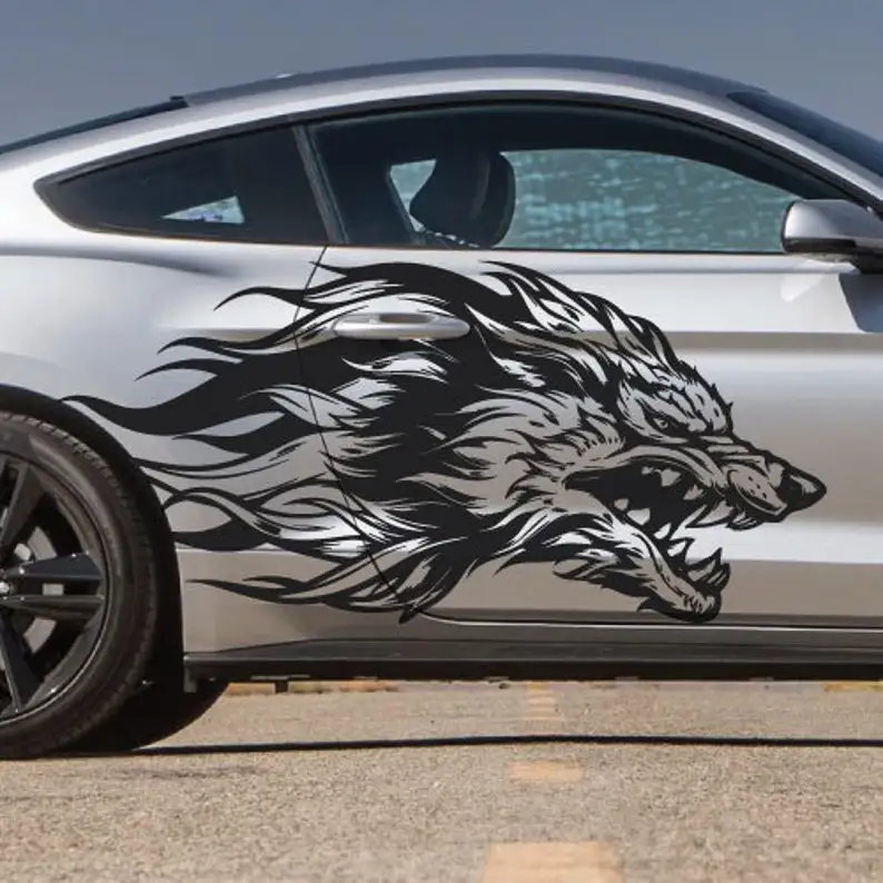 

Include both sides fit Mustang Ranger wolf tattoo design Tribal door bed side pickup truck vehicle car vinyl graphic decals