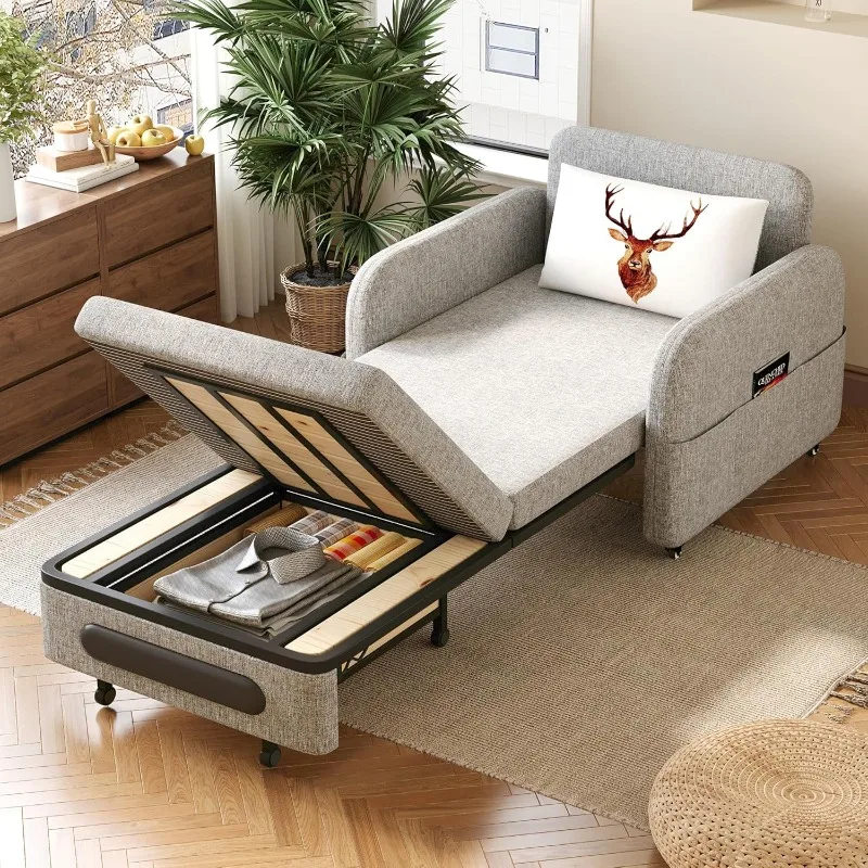 34.6" Pull-Out Sofa Daybed with Trundle – Versatile Futon Couch with Sleeper Function, Ideal for Small Spaces，Living Room，Apartm