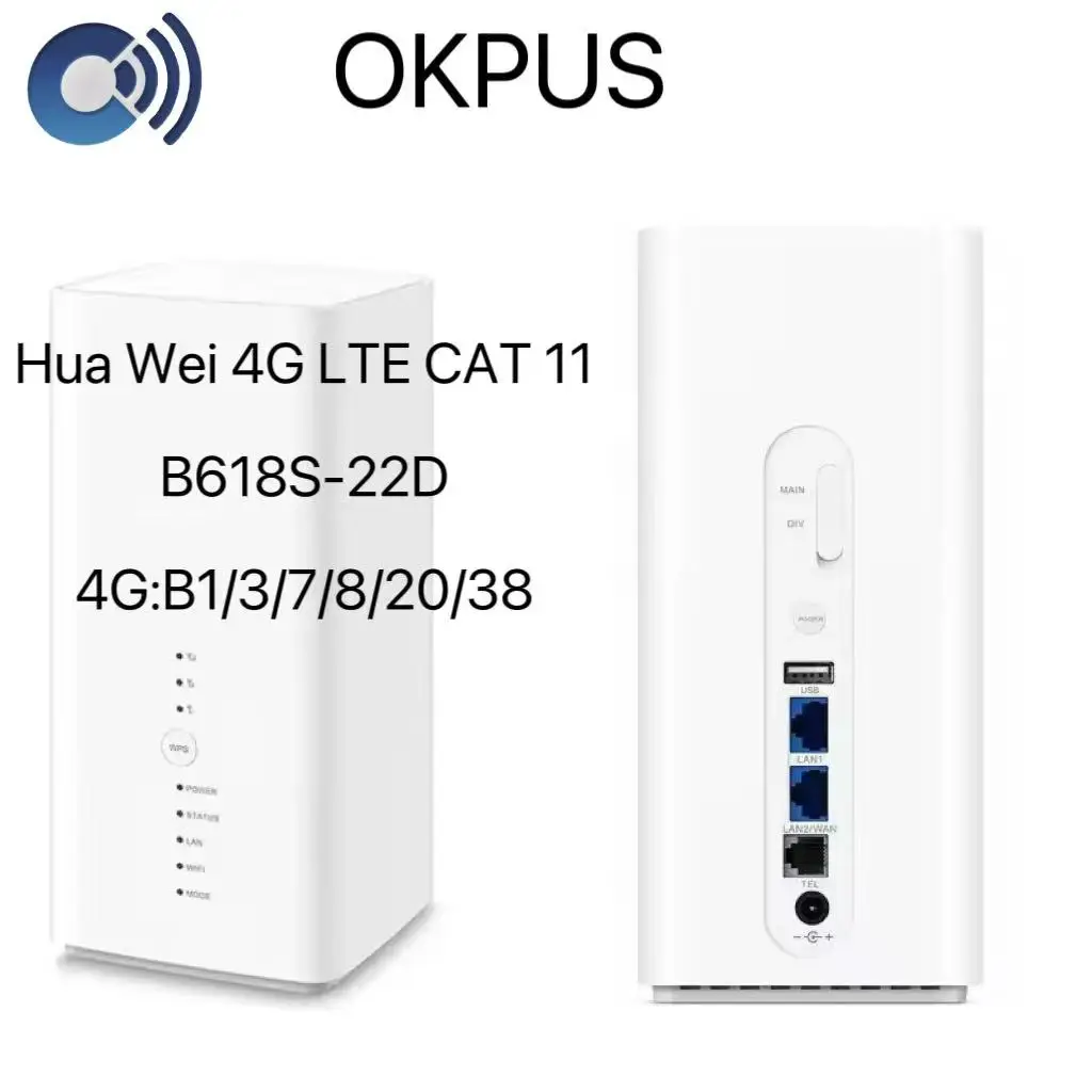 Router CPE Inalámbrico OKPUS HuA Wei B618 4G LTE Cat11, Router WiFi B618S-22D de 600 Mbps para Router CPE Huawei B618S-22D
