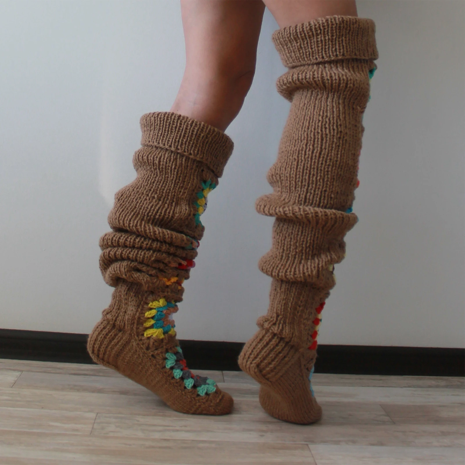 

Women's Vintage Kawaii Crochet Thigh High Socks Winter Warm Boot Stockings Extra Long Leg Warmers Over The Knee Socks Gifts