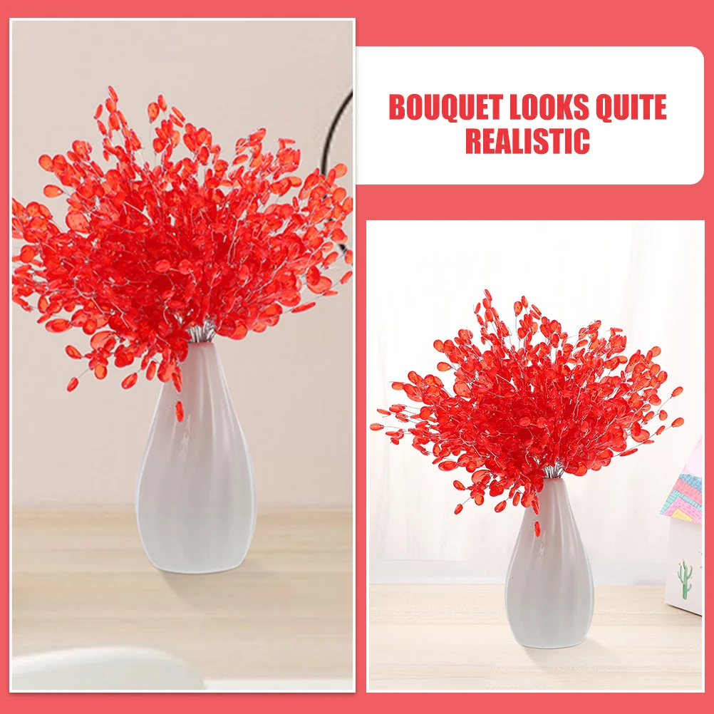 

100 Stems Realistic Acrylic Bead Drop Artificial Flowers Decorative Bouquet Wedding Party Home Gift Fake Flower Centerpiece