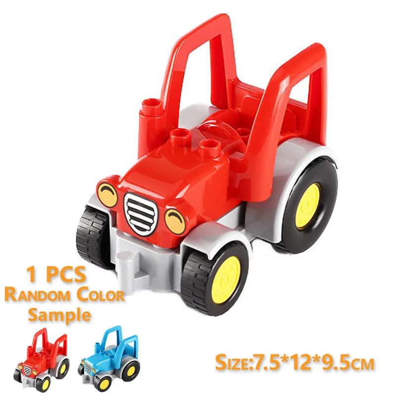 Trailer Auto Motor Boot Grote bouwstenen Collocatie Voertuigaccessoire Kid DIY Speelgoed Compatibel met Duploed Set Gift