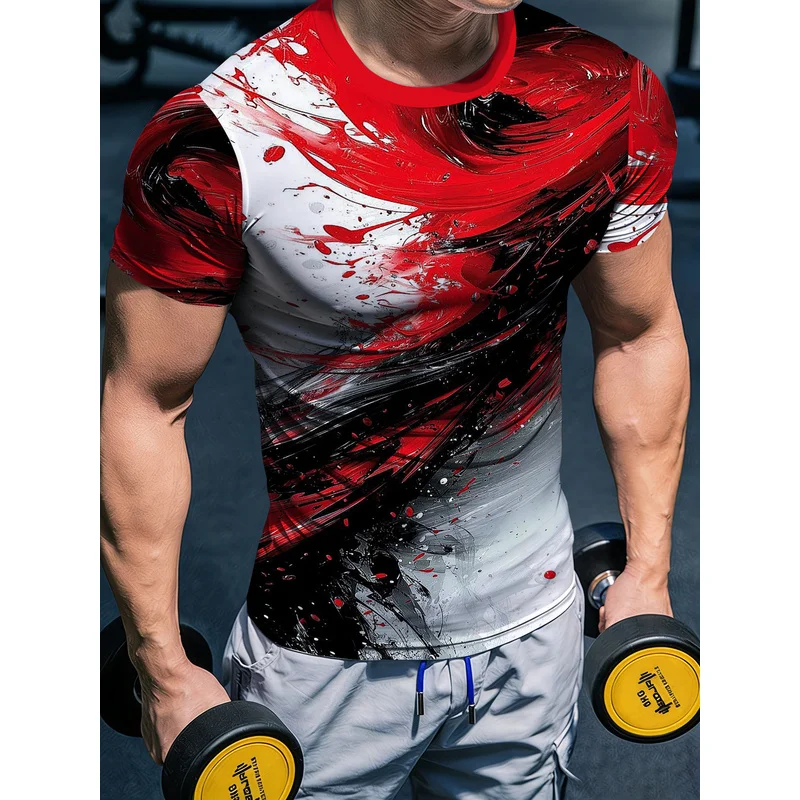 Men's round neck sports shirtTCompression fitness apparel Highly elastic quick-drying and breathable professional sports top