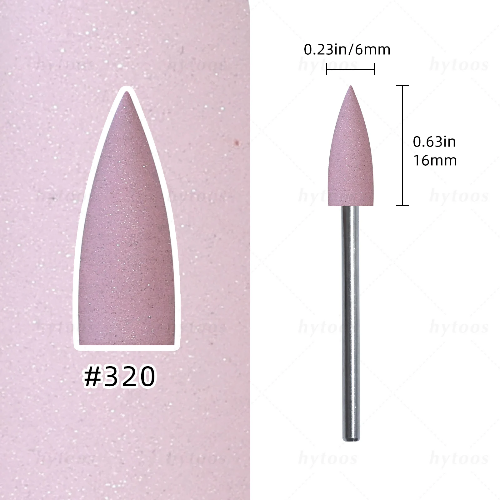 HYTOOS 6*16mm Kegel Silikon Nagel Bohrer Bits 3/32 "Pediküre Polieren Bit für Nagel Bohrer maniküre & Fußpflege Vorbehandlung Werkzeuge