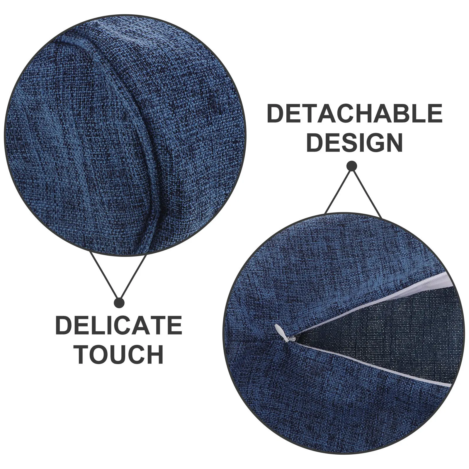 Cylinder Neck Pillow Cover Blue Round Pillowcase Lumbar Protector Soft Breathable Neck Roll Pillowcase Travel Cotton Linen