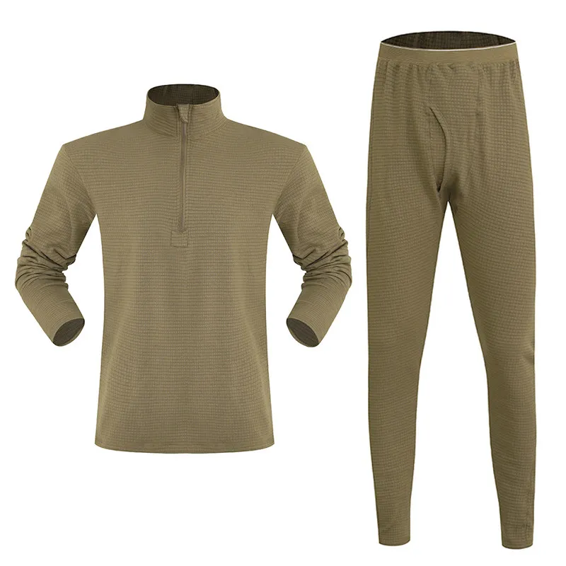 

Domestic L2 polyester khaki zipper plaid fleece fleece fleece autumn and winter warm underwear pants autumn clothing set