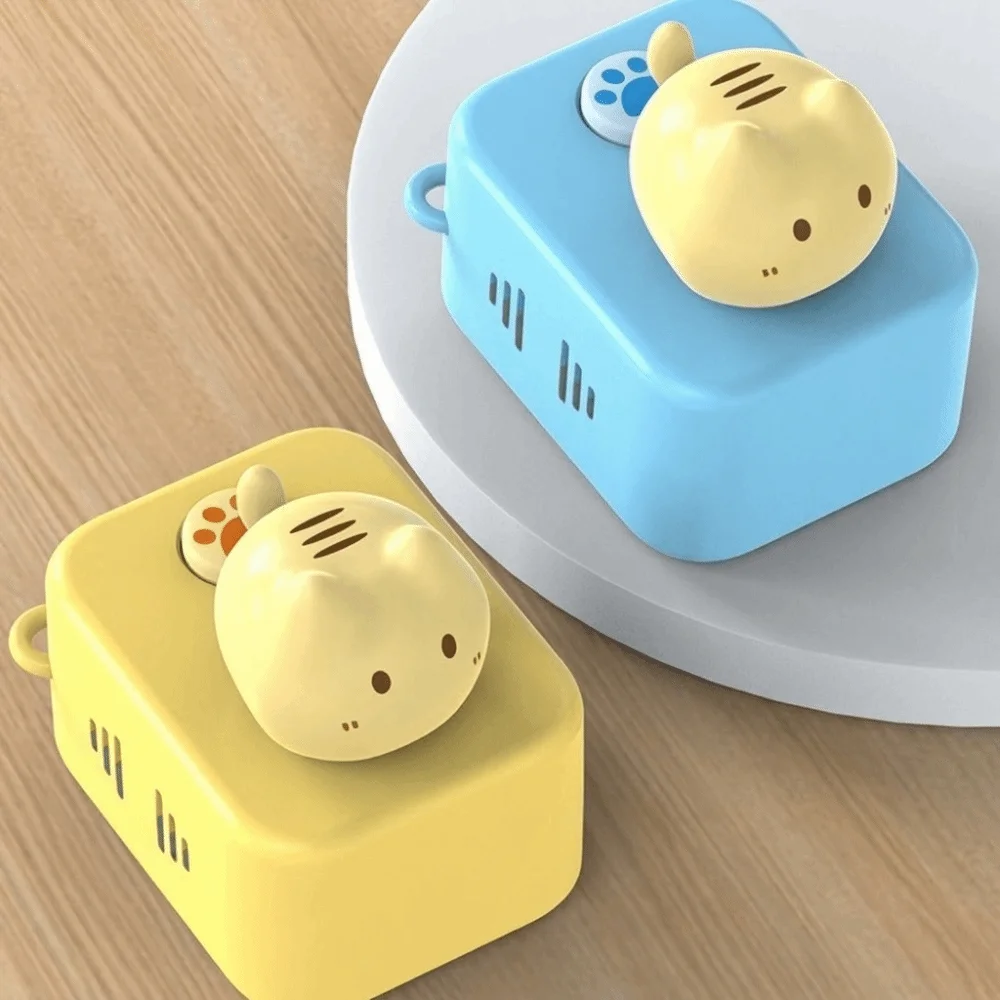 Plastic Cat-shaped Key Pendant Cartoon Funny Cat-themed Power Strip Hanging Ornament with Music Sounding Mini Office Desk Decor