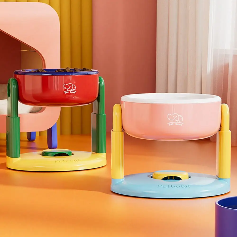 

Suction Cup Type Cat Drinking Feeding Bowl 3 Gear Height Adjustable Anti-Slip Cat Bowl with Stand Anti-Spill Multi-use