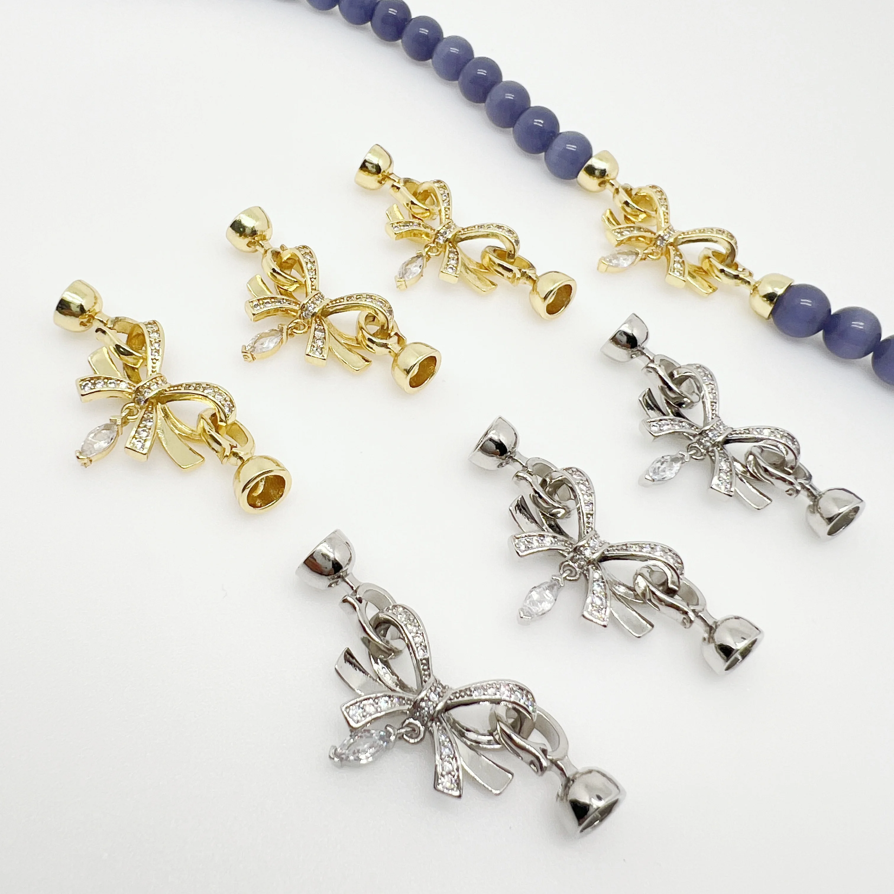 

1 Pcs DIY Jewelry Accessories With Zirconia Tail Chain Ribbon Pearl Button Brass Connector Bracelet Necklace Material Accessorie