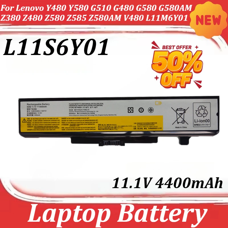 L11S6Y01 11.1V 4400mAh Laptop Battery For Lenovo Y480 Y580 G510 G480 G580 G580AM Z380 Z480 Z580 Z585 Z580AM V480 L11M6Y01