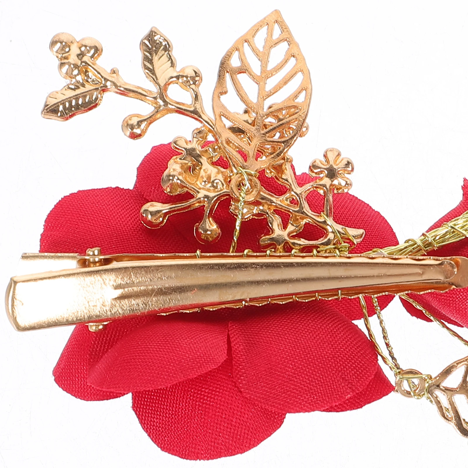 

2pcs Pearl Rhinestone Hair Clips Elegant Wedding Bride Barrettes For Brides Bridesmaids Prom Bridal Headpieces Red Flower Hair