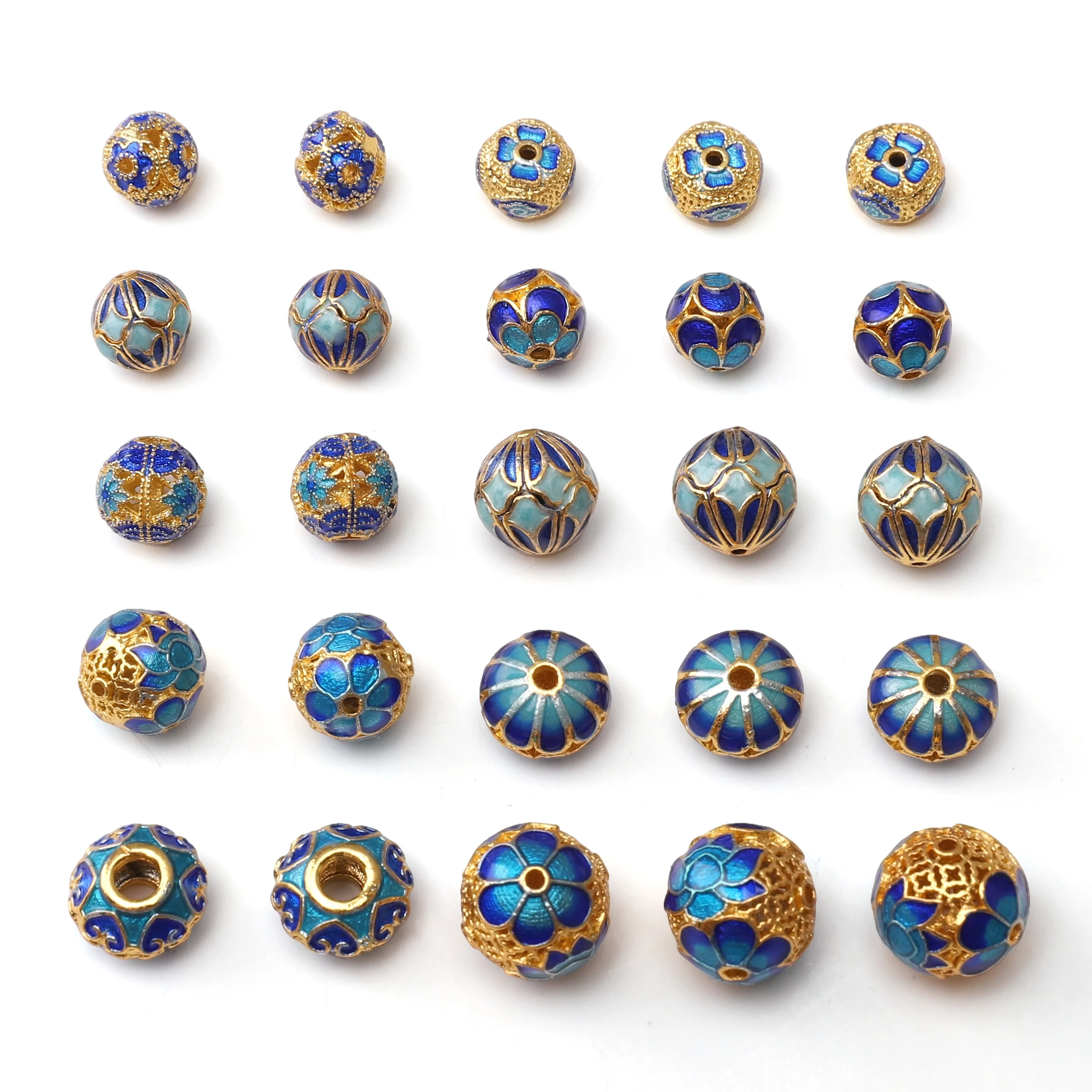 1 peça cloisonne embalado cor esmalte cor azul lótus oco partição de contas extravagantes faça você mesmo acessórios de contas artesanais