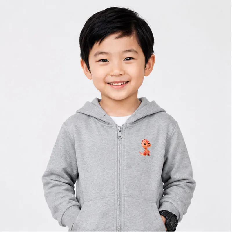 Little Boys Dinosaur Jacket Spring and Autumn Cotton Outerwear Children Panda Printed Hoodeds with Zipper 6-10T