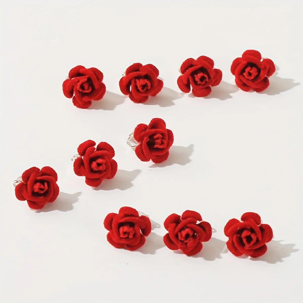 10 Teile/satz Rote Rose Haar Clip Geflochtene Haar Seite Clips Net Rote Blume Blüten Headwear Braut Party Dekoration Haar Zubehör – Detail 1