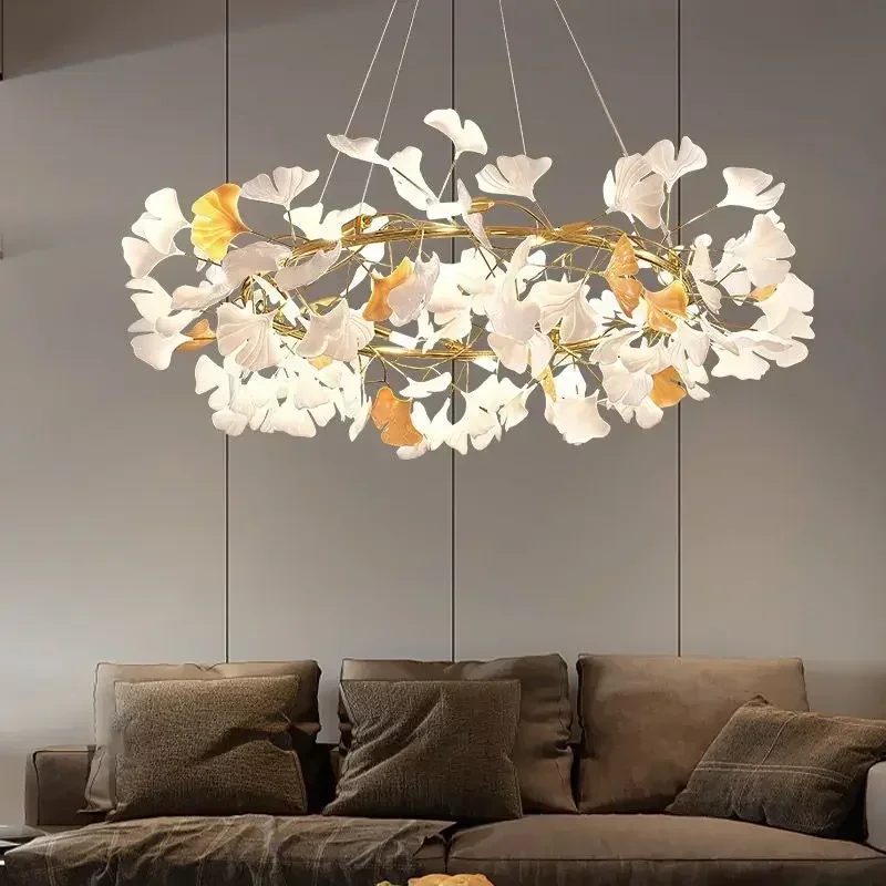 Nordic Esstisch Kronleuchter für Wohnzimmer Dekoration Led Lampe Ginkgo Blatt Acryl Lampenschirm Design Hotel Leuchten