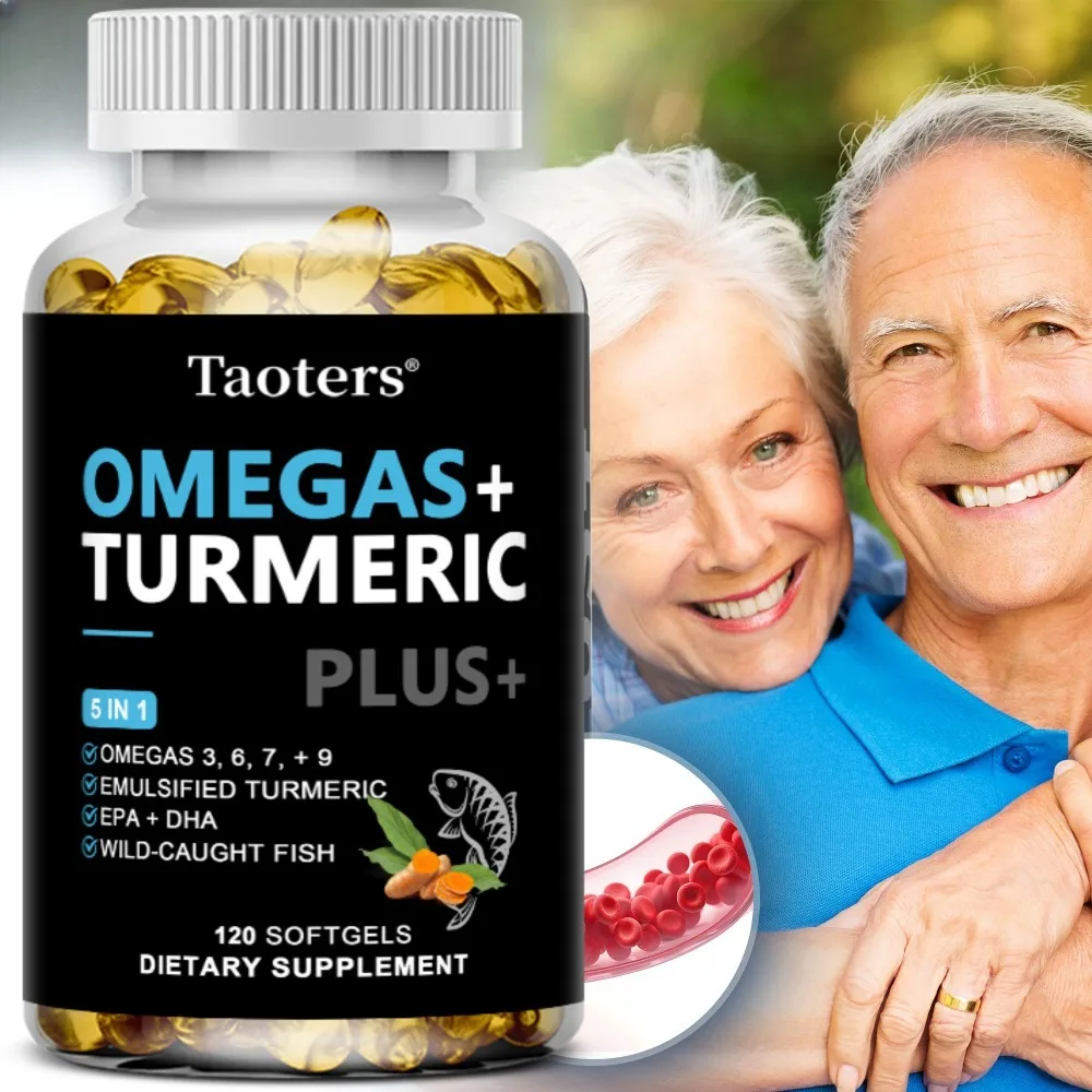 Omega 3 6 9 Supplement Plus - Brain & Heart Health and Joint Support, Improves Digestion Turmeric Curcumin, with DHA & EPA